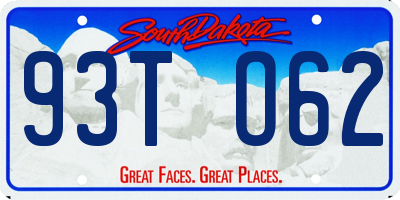 SD license plate 93TO62
