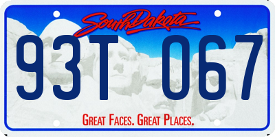 SD license plate 93TO67