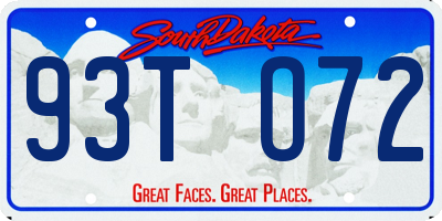 SD license plate 93TO72