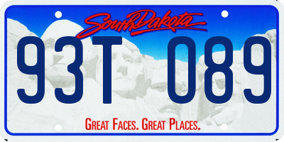 SD license plate 93TO89