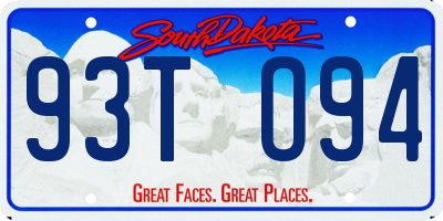 SD license plate 93TO94
