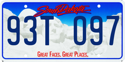 SD license plate 93TO97