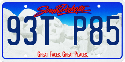 SD license plate 93TP85