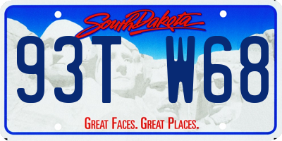 SD license plate 93TW68