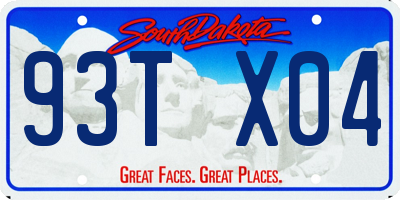 SD license plate 93TX04