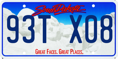 SD license plate 93TX08