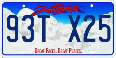 SD license plate 93TX25