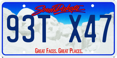 SD license plate 93TX47