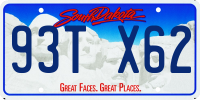 SD license plate 93TX62