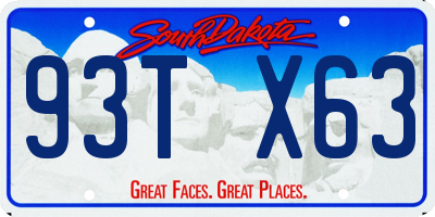 SD license plate 93TX63