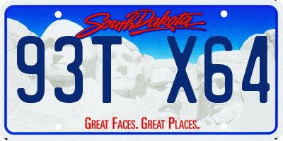SD license plate 93TX64