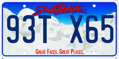 SD license plate 93TX65
