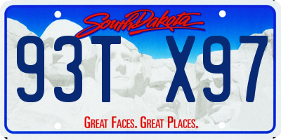 SD license plate 93TX97