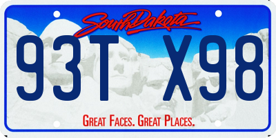 SD license plate 93TX98