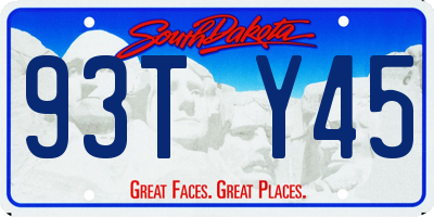 SD license plate 93TY45
