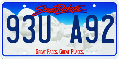 SD license plate 93UA92