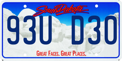 SD license plate 93UD30