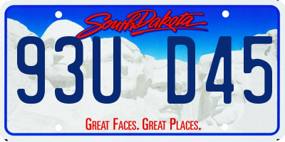 SD license plate 93UD45