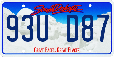 SD license plate 93UD87