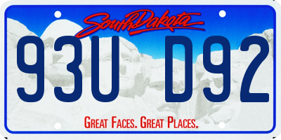 SD license plate 93UD92