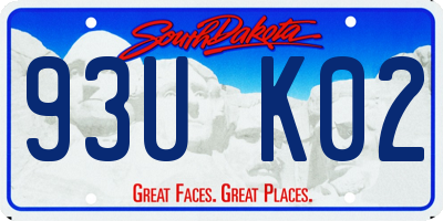 SD license plate 93UK02