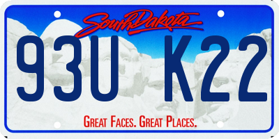 SD license plate 93UK22