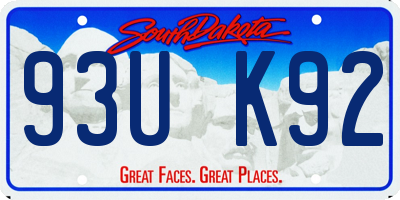 SD license plate 93UK92