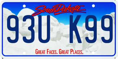 SD license plate 93UK99