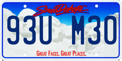 SD license plate 93UM30