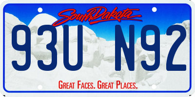 SD license plate 93UN92