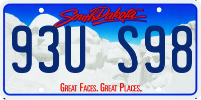 SD license plate 93US98