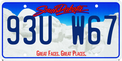 SD license plate 93UW67