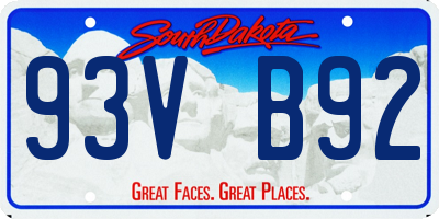 SD license plate 93VB92