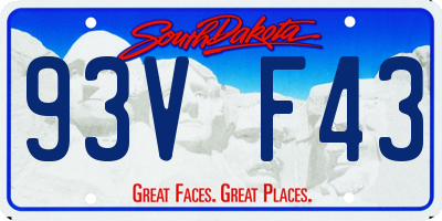 SD license plate 93VF43