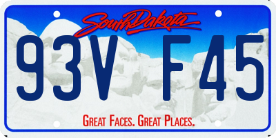 SD license plate 93VF45