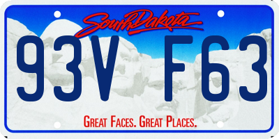 SD license plate 93VF63