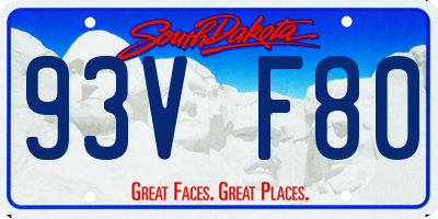 SD license plate 93VF80