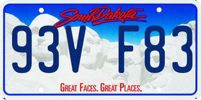 SD license plate 93VF83