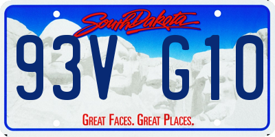 SD license plate 93VG10