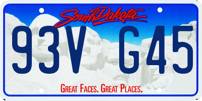 SD license plate 93VG45