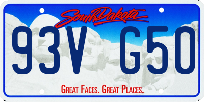 SD license plate 93VG50