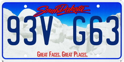 SD license plate 93VG63