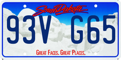 SD license plate 93VG65