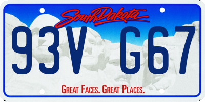 SD license plate 93VG67