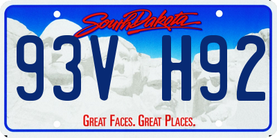 SD license plate 93VH92