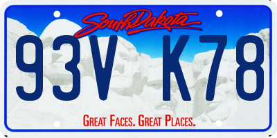 SD license plate 93VK78