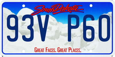 SD license plate 93VP60