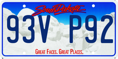 SD license plate 93VP92