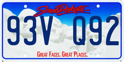SD license plate 93VQ92