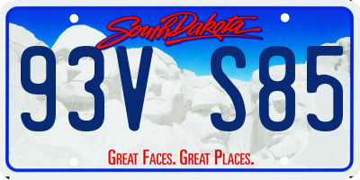 SD license plate 93VS85